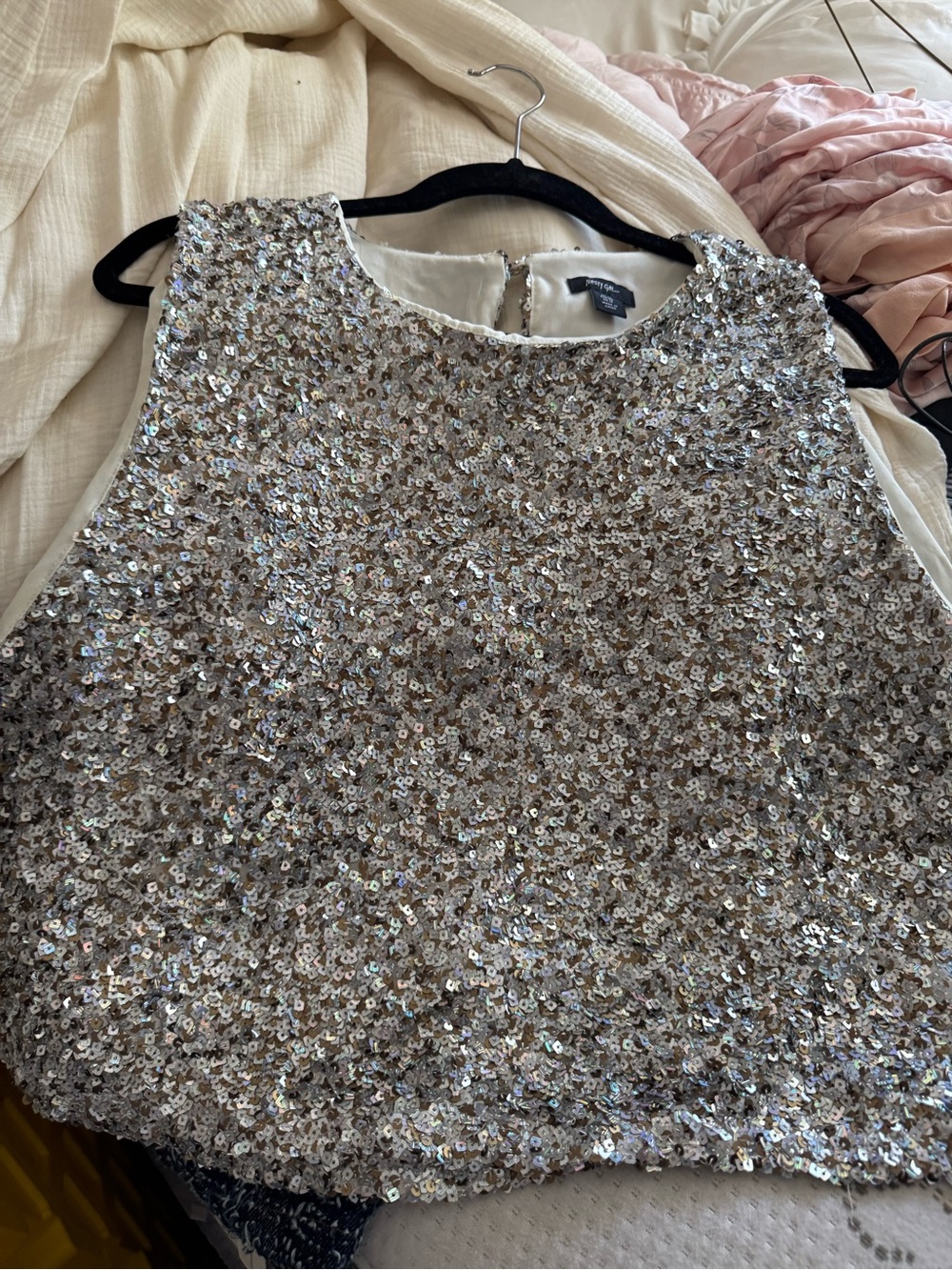 Nasty Gal Silver Sequin Tank Top